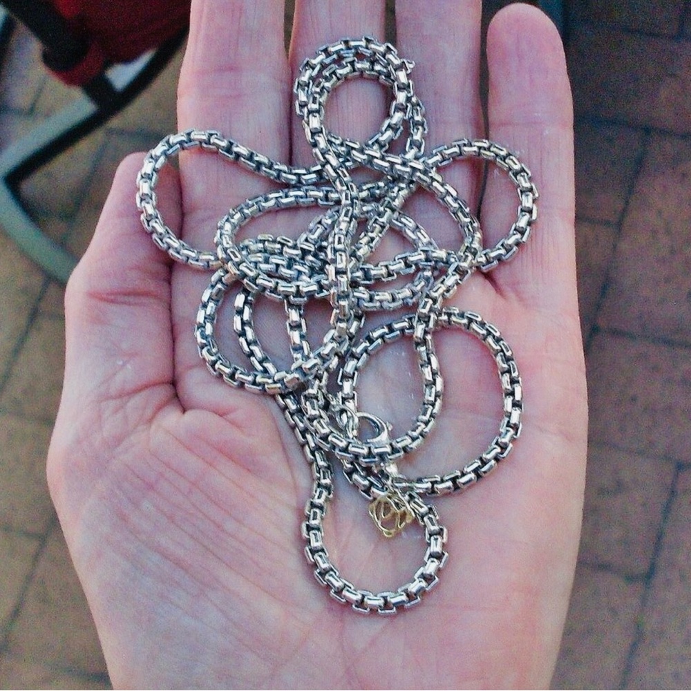 David Yurman Silver 3.6mm 36 inches box chain 14k DY Tag